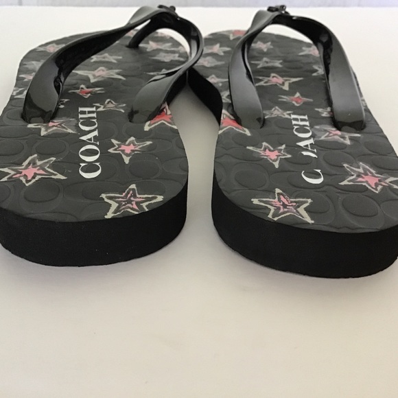 COACH ABBIGAIL BLACK STAR PATTERN FLIP FLOPS 5/6 - Picture 11 of 12